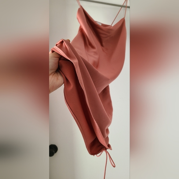 Topshop Cowl Neck Spaghetti Strap Satin Mini Dress - Picture 5 of 6